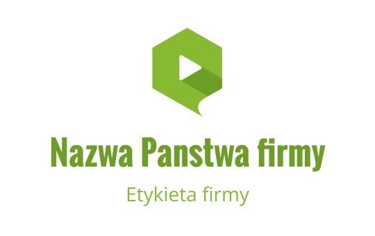 Nowoczesny zielony hexagon z elementem przycisku odtwarzania w logo
