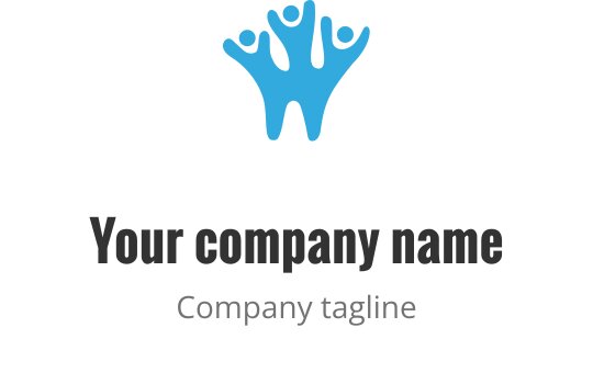 Kreatywne logo z trzema abstrakcyjnymi postaciami w kolorze niebieskim