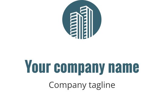 Nowoczesne logo w kolorze turkusowym z sylwetką stylizowanego domu