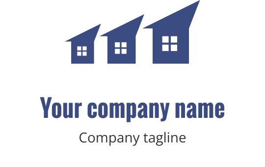 Zielono-niebieskie logo z stylizowanym domem i konturem dachu