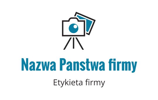 Nowoczesny projekt logo aparatu z niebieskim akcentem i podstawą na statywie