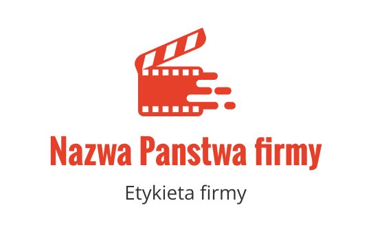 Dynamiczny czerwony projekt logo klapsa filmowego z liniami ruchu