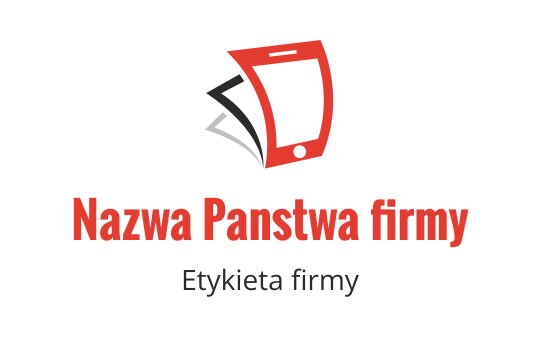 Kreatywne logo z czerwonym smartfonem i czarnymi stronami