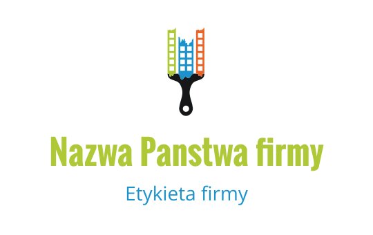 Kolorowe logo z pędzlem i nowoczesnym stylem budynków