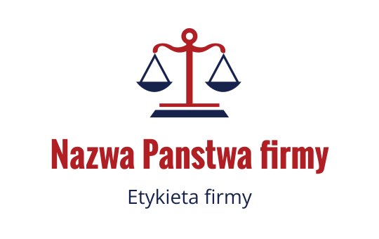 Logo projekt z zrównoważonymi wagami w kolorach czerwonym i granatowym