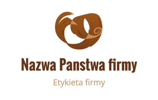 Stylizowane brązowe logo z przeplatającymi się kształtami i wirującym motywem
