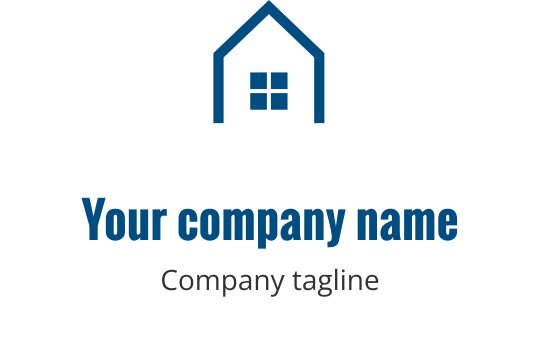 Zielono-niebieskie logo z stylizowanym sylwetką budynku i kształtami geometrycznymi