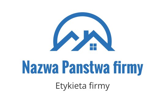 Nowoczesne niebieskie logo z stylizowanymi domami pod łukiem