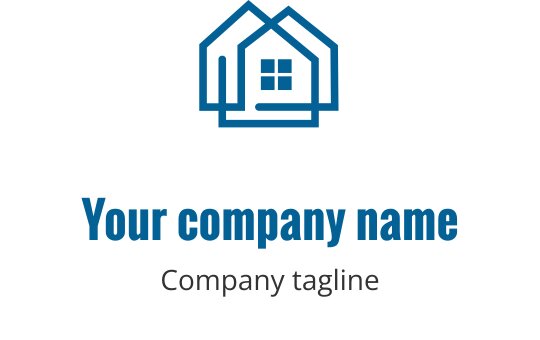 Zielono-niebieskie logo z stylizowanym domem i przyjaznym wejściem