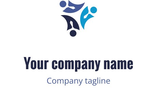 Nowoczesny projekt logo z abstrakcyjnymi figurami w odcieniach niebieskiego