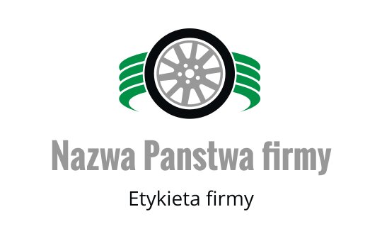 Nowoczesny projekt logo z oponą, zielonymi akcentami i wyraźną typografią