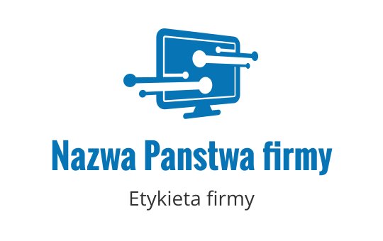 Nowoczesne niebieskie logo z komputerem i dynamicznymi liniami