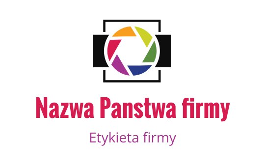 Kolorowy projekt logo obiektywu aparatu z żywymi segmentami i wyraźnym tekstem