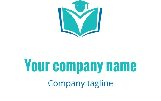 Nowoczesny projekt logo z otwartą książką i czapką absolwenta w odcieniu teal