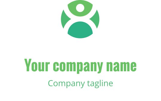 Nowoczesne zielone logo z okrągłym kształtem i zaokrąglonymi formami