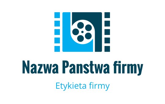 Nowoczesny projekt logo z taśmą filmową i stylizowanymi klatkami filmowymi