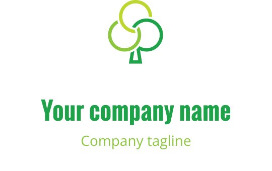 Nowoczesne logo drzewa z nachodzącymi zielonymi okręgami i pniem