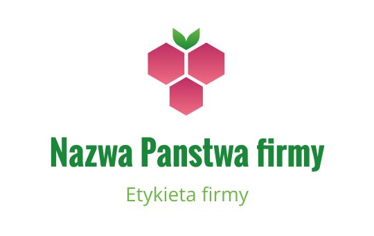 Nowoczesne różowe logo w kształcie heksagonu z zielonymi akcentami liści