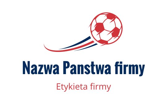 Dynamiczny projekt logo piłki nożnej z czerwonymi i niebieskimi liniami ruchu