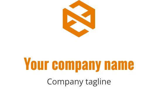 Nowoczesny geometryczny projekt logo z pomarańczowym kształtem heksagonu