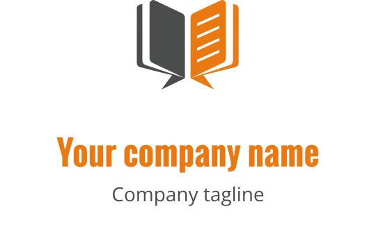 Nowoczesny projekt logo z otwartą książką w odcieniach szaro-pomarańczowych