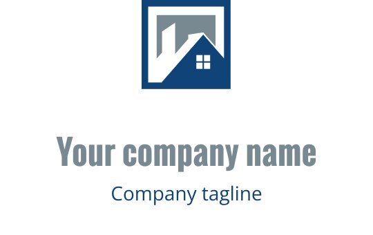 Zielono-niebieskie logo z stylizowanym konturem dachu