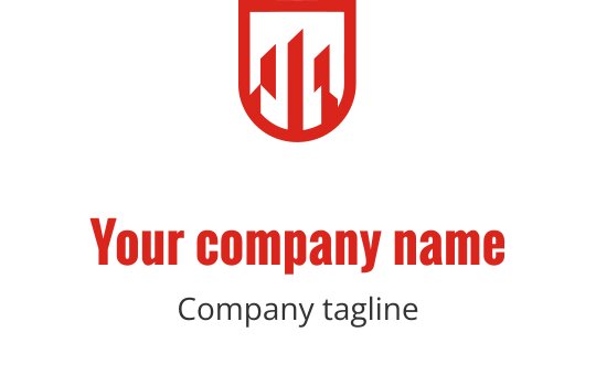 Nowoczesne czerwone logo z sylwetką stylizowanego budynku