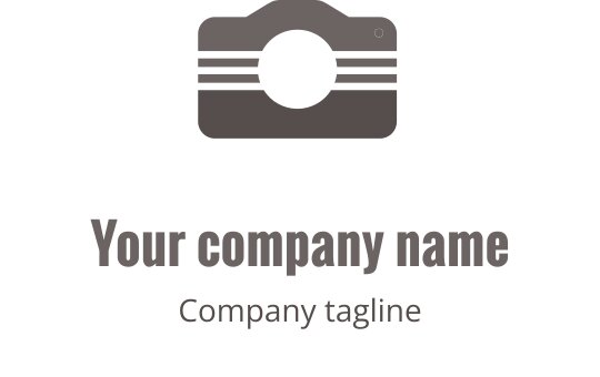 Szykowne szare logo z stylizowanym zarysem aparatu