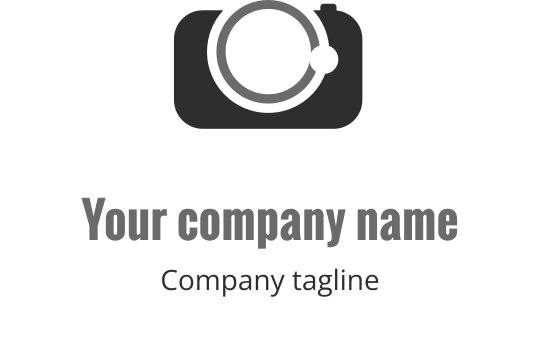 Szykowne szare logo z stylizowanym zarysem aparatu