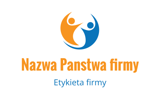 Kolorowy projekt logo z dwiema abstrakcyjnymi postaciami w pomarańczowym i niebieskim
