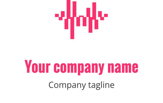 Nowoczesne różowe logo fali dźwiękowej z wyraźną typografią