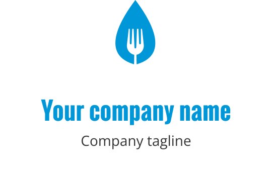 Nowoczesne niebieskie logo z stylizowanymi widelcami w dynamicznej aranżacji