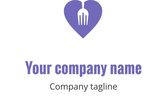 Nowoczesne niebieskie logo z stylizowanymi widelcami w dynamicznej aranżacji