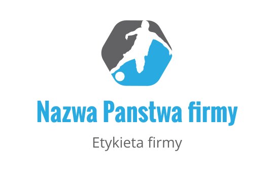 Dynamiczny projekt logo z piłkarzem w akcji w heksagonie