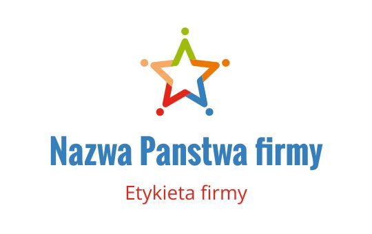 Kolorowe logo z gwiazdą, połączonymi punktami i wyraźnym tekstem