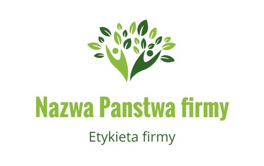 Nowoczesny projekt logo z zielonym drzewem, postaciami ludzkimi i liśćmi