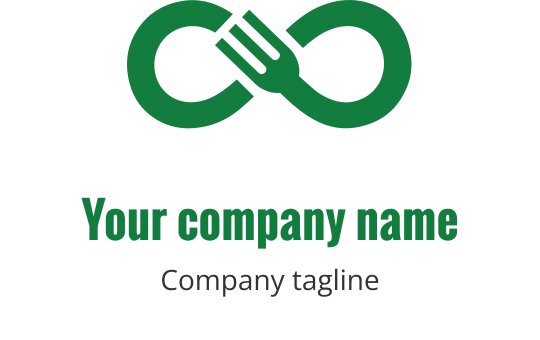 Nowoczesny zielony projekt logo z splecionymi widelcami w kształcie nieskończoności