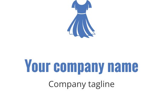 Stylowe logo projektu niebieskiej sukienki z falującymi detalami materiału