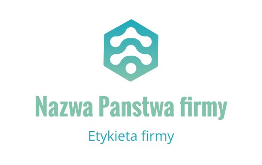 Nowoczesny projekt logo w kształcie heksagonu z abstrakcyjnymi falami w niebieskim gradiencie