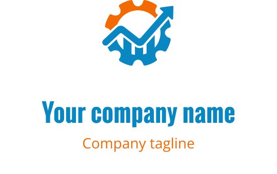 Nowoczesny projekt logo z zazębiającymi się pomarańczowymi i niebieskimi zębatkami