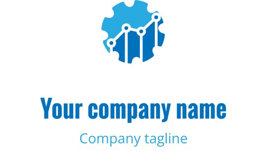 Nowoczesny projekt logo z niebieskimi elementami wykresu liniowego