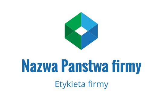 Nowoczesny projekt logo geometrycznego z zielonym i niebieskim kształtem heksagonalnym
