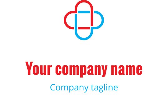 Nowoczesne logo w kolorze czerwonym i niebieskim z stylizowanym kształtem krzyża