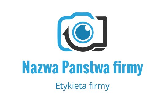 Nowoczesne logo aparatu z niebieskim obiektywem i eleganckimi liniami