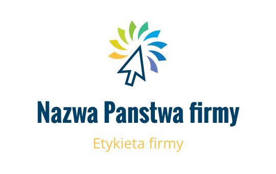 Kolorowy projekt logo z stylizowanymi elementami strzałki i liścia
