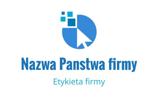 Nowoczesne niebieskie logo z kursorem i kształtami geometrycznymi