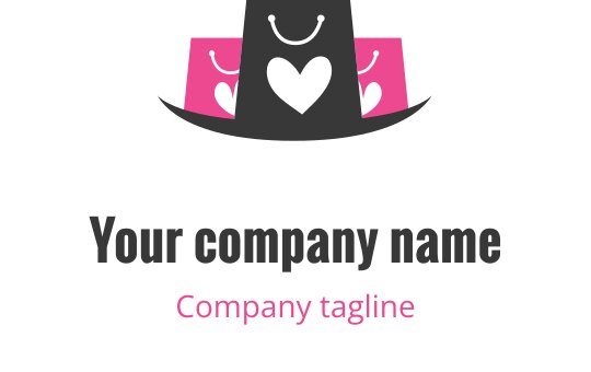 Stylowe logo w różowo-szarym kolorze z nowoczesnym kształtem torby