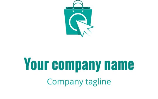 Zielono-niebieskie logo z stylizowaną torbą na zakupy o nowoczesnym wyglądzie