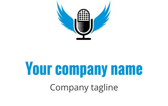 Nowoczesne niebieskie logo z motywem stylizowanej fali radiowej