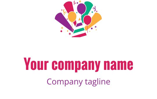 Kolorowe logo imprezy z balonami i elementami festiwalowymi
